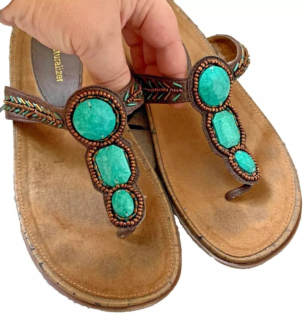 Women's sandals with turquoise stones shop