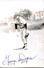 George "Red" Munger (1946 Cardinals) signed ROWE postcard -blue ink w/COA