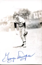 George "Red" Munger (1946 Cardinals) signed ROWE postcard -blue ink w/COA