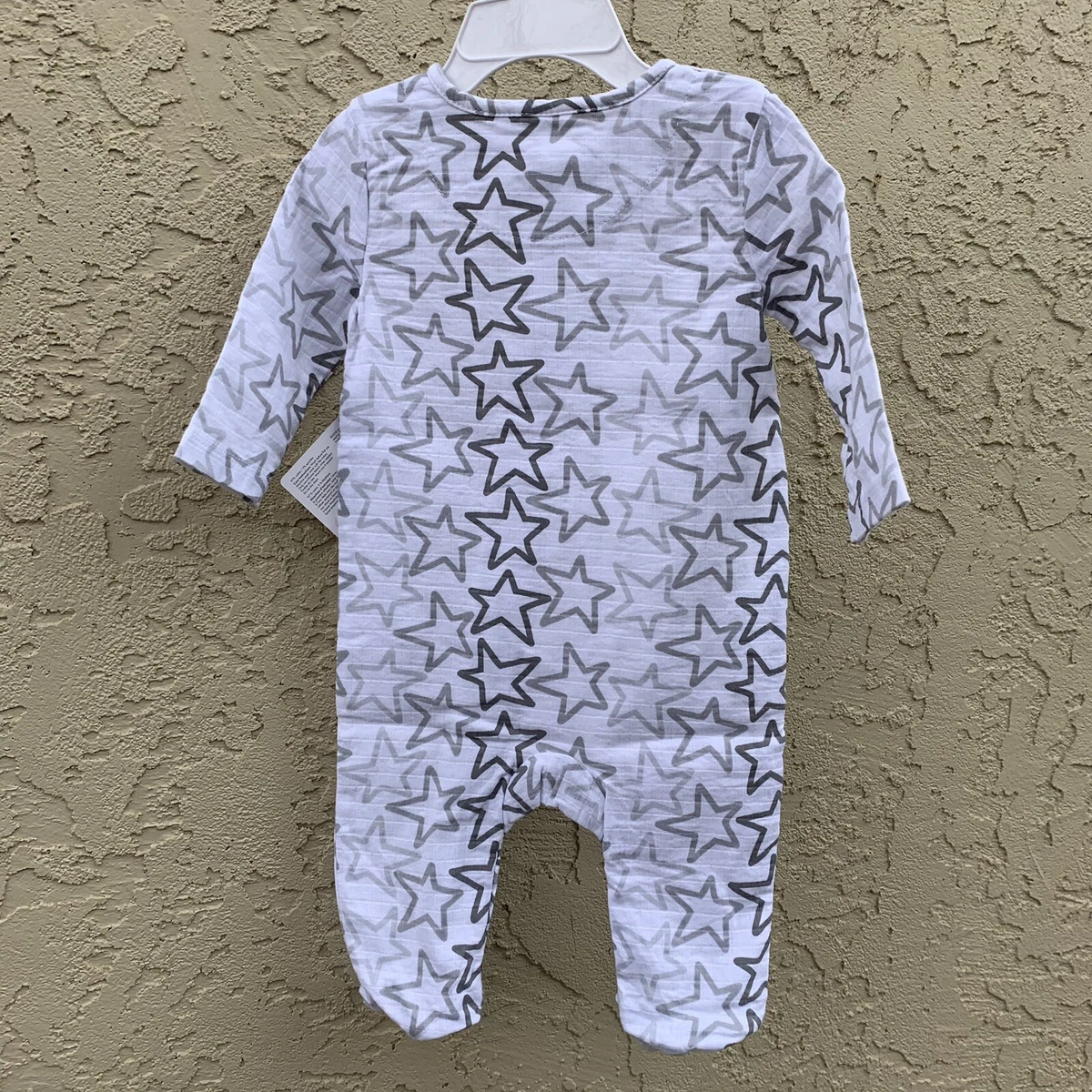 Aden By Aden Anais Long Sleeve Zip One Piece 6 9 months Dove Outline Star Romper