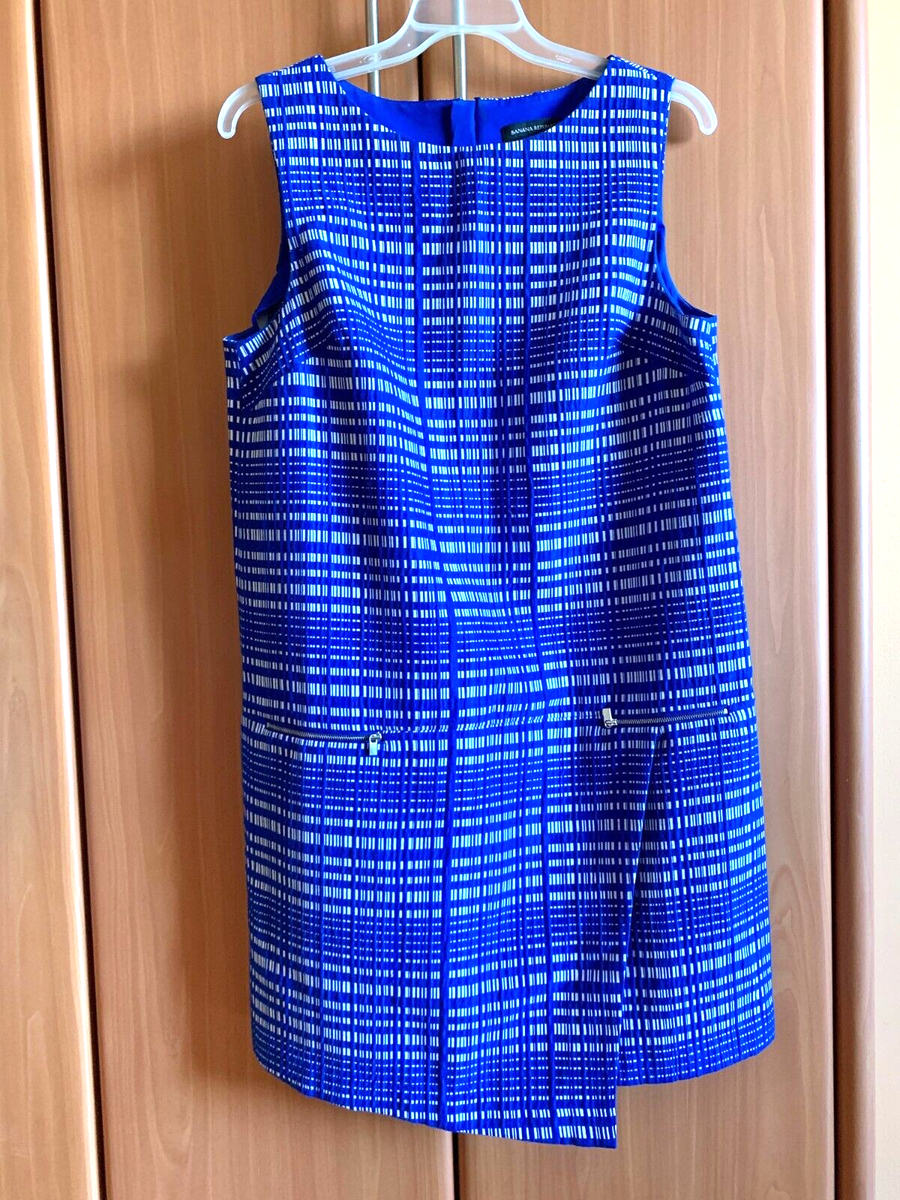 banana republic blue and white dress Banana Republic Womens Sz 4 Silk Navy Blue White Floral Print Dress