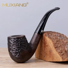 Ebony Wooden Carved Tobacco Pipe Handmade Bent Curved Stem Cleaner Scraper Rack