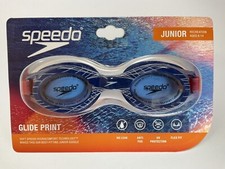 Speedo Swimming JR. Glide Blue Red Stripe Goggles Ages Junior 6-14 NEW