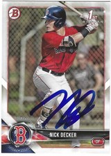 NICK DECKER SIGNED 2018 1st BOWMAN DRAFT AUTOGRAPHED CARD BOSTON RED SOX #BD-124
