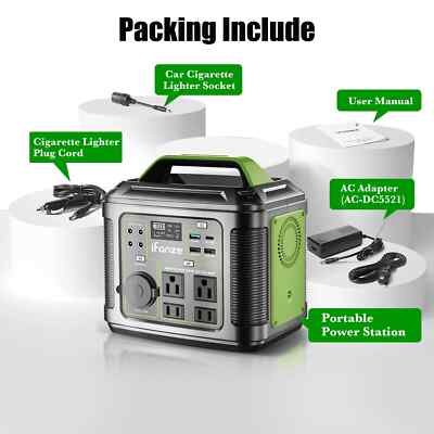 iFanze 300W Portable Power Station, 296Wh 80000mAh Outdoor Solar