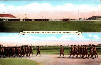 #ad Abilene TX Texas CAMP BARKELEY Parade Grounds ca1940#x27;s MILITARY Postcard $6.71