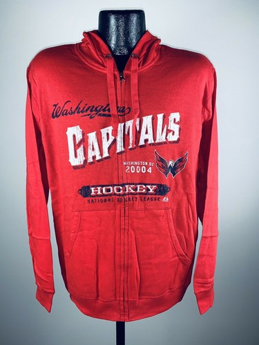 Unisex Adult Majestic Washington Capitals Red Downtowner Full Zip Hoodie Medium