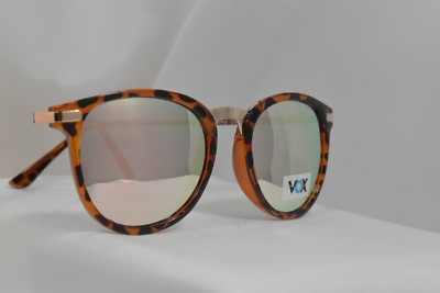 Vox Womens Fashion Mirrored Sunglasses Tortoise w/Rose Gold Lens Silver w/  Bag