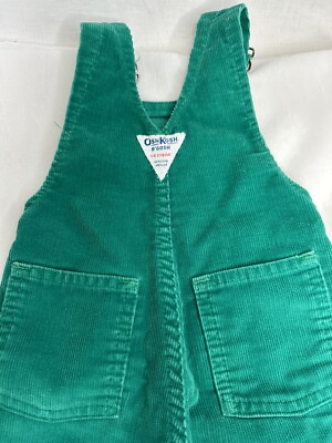 Vtg Osh Kosh B'Gosh Kids Toddler Green Overalls 3-6 mos Made in