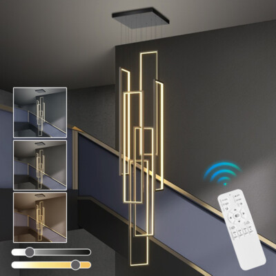 Stair Chandelier Lighting Black Home Lamp LED Pendant Light Hotel Ceiling Lights