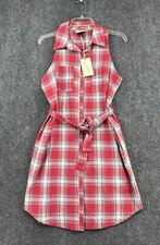 Universal Thread Red Plaid Button Up Womens Small Dress Picnic Festival NWT