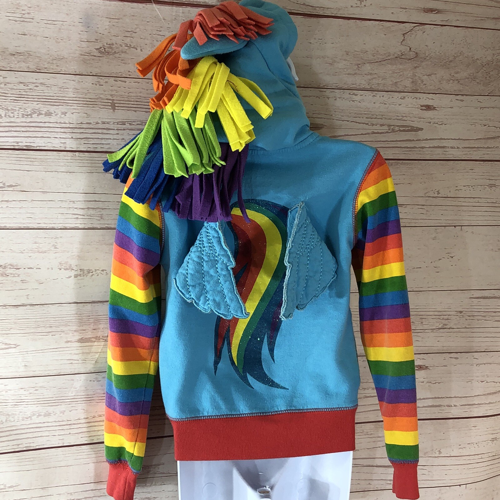 Giacca con cappuccio blu arcobaleno Rainbow Dash My Little Pony taglia 4 criniera arcobaleno