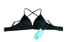 H M Women's Black Lightly Padded Bikini Swimsuit Top Size 4 Black NWT