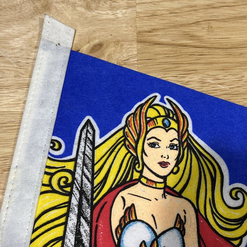 Masters of the Universe Power Tour Pennant Feltro Blu He-Man Scheletro 1987 MOTU - Foto 6 di 12