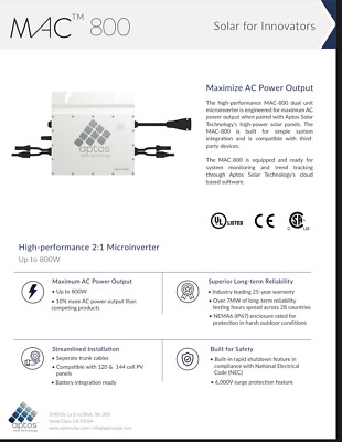 Solar - Microinverters: Aptos Duel - Mac-800