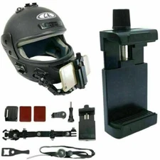 Adjustable Helmet Curved Side Mount Holder Bracket Stand For 4-7" Cell Phone