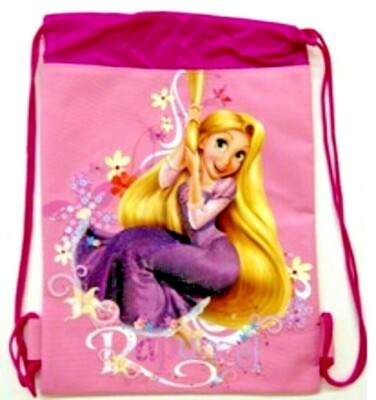 Disney Pink Rapunzel Tangled Licensed Kid's Drawstring Backpack Tote Gym Bag-New
