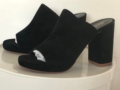 ROBERT CLERGERIE Mules Abrice Taille 39 1/2 39,5 Daim noir sandales talons NEUF - Photo 1/4