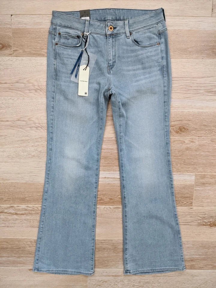 G-Star Raw 3301 Blue Denim Jeans Women's Washed Low Boyfriend Flare Fit W25/W27 - Image 4 of 4