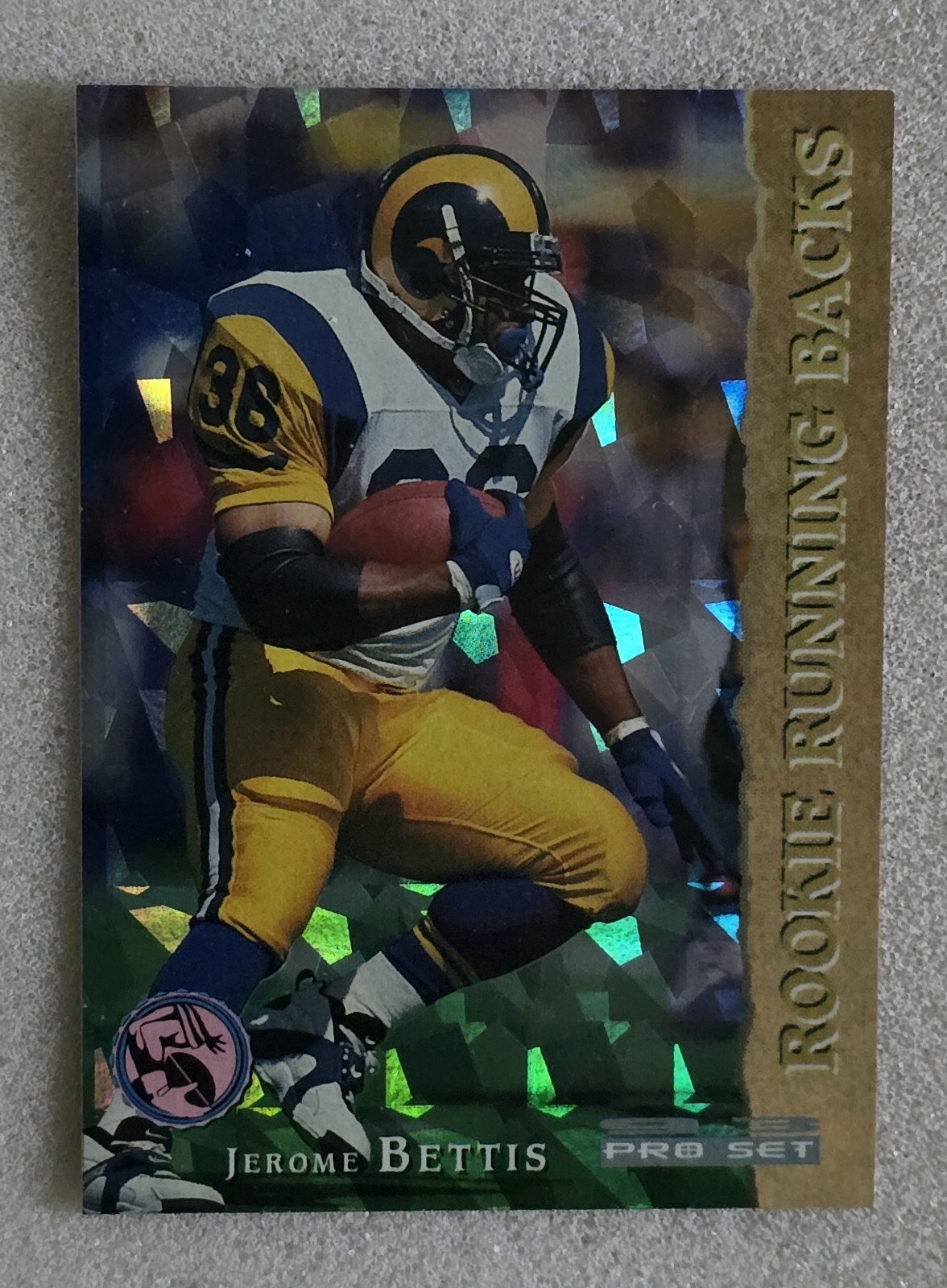 1993 Pro Set JEROME BETTIS #RRB6 Rookie Running Backs Prism Cracked Ice Rams