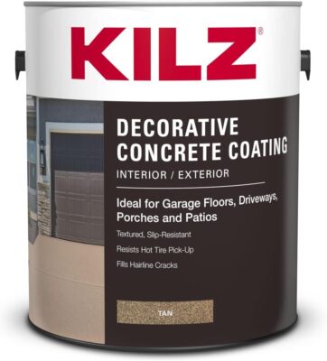 KILZ Decorative Concrete Coating, 128 Fl Oz (Pack of 1), Tan 