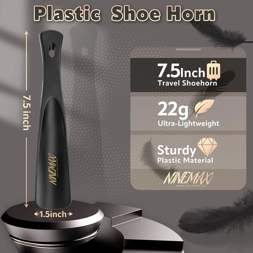 Plastic Shoe Horn 7.5Inch, Travel Shoe Horns Small Short Portable with Hook for - Image 2 of 4