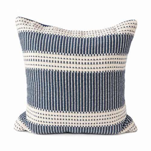 Navy Ivory Woven Throw Pillow Coastal Farmhouse Boho Decorative
