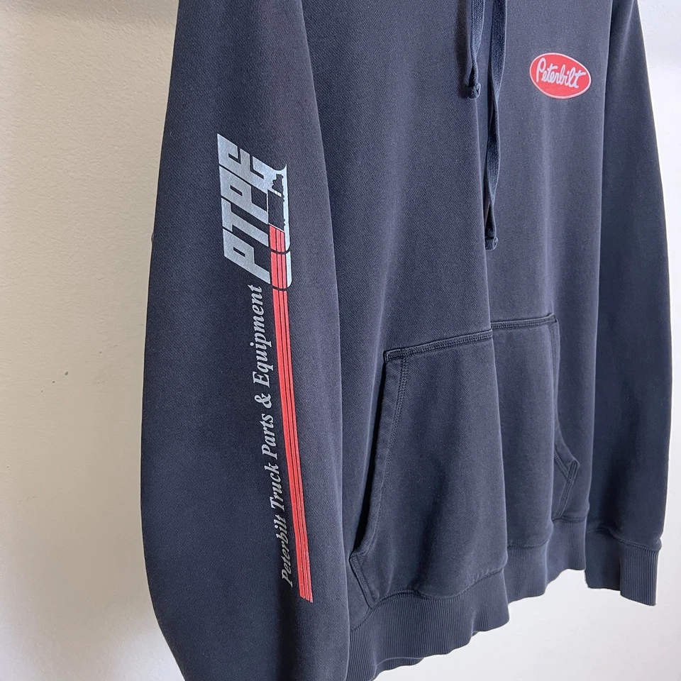Sudadera con Capucha Peterbilt Sport-Tek Negra Grande Pullover Camión Piezas Equipo Promoción Foto 3 de 4