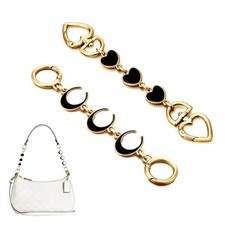 2Pcs Purse Extender Chain Heart Moon Bag Extender Chain Extenders Black/Gold