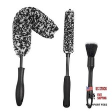 3PCS Wheel Brush Kit for Cleaning Wheel and Tire, Wheel and Rim Brush, Black