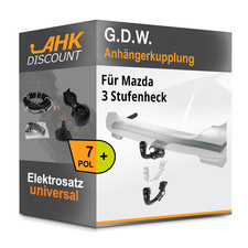 Für Mazda 3 Stufenheck 18- G.D.W. Anhängerkupplung abnehmbar + 7polig E-Satz NEU