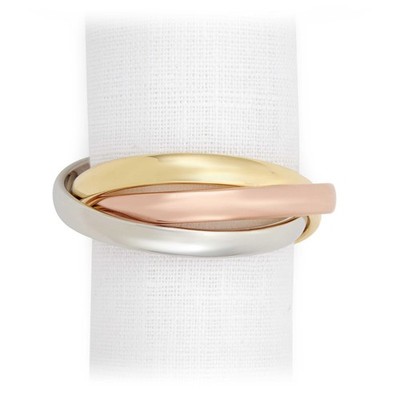 L'Objet Three Ring Tri-Coloured Napkin Ring Set 4pce