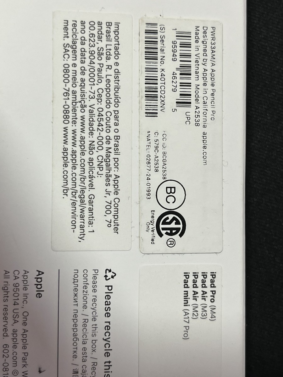 Apple Pencil Pro A2538 PWR33AM/A For iPad Pro M4 Air M2 & Mini A17