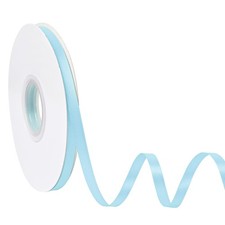 50 Yards Double Faced Light Blue Satin Ribbon 1/4 Inch Solid For Craft