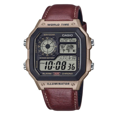 【CASIO】 カシオ AE-1200WHL-5A 　新品未使用 Casio AE-1200WHL-5A Digital Watch Leather Strap Men's Leather | eBay