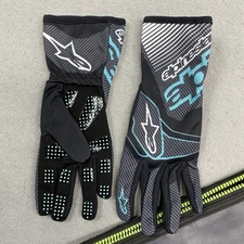 Alpinestars Gloves Mens Euro Large Black Turquoise Tech 1 K Racing V2 Karting