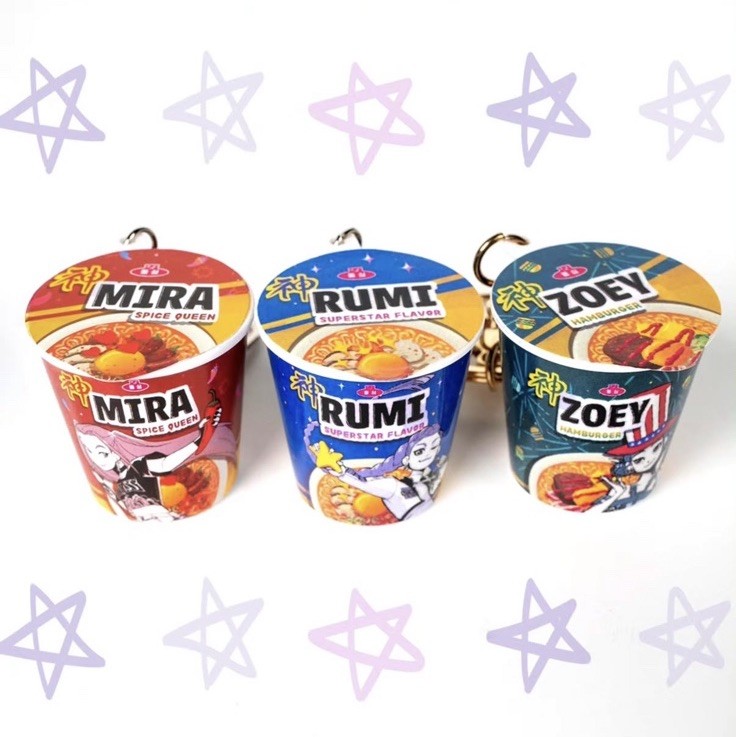 Kpop Demon Hunters Cup Ramen Style Keychain Rumi Mira Joey