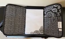 Thirty-One Black White Floral Trifold Notebook