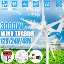 3000W Wind Turbine Generator Kit 12/24/48V 5 Blades Hybrid Controller Home Power