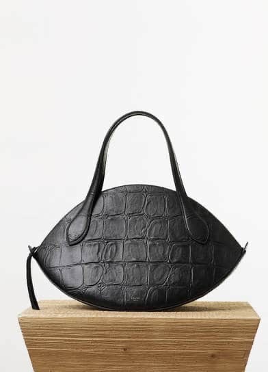 Authentic Celine $4100 Black Curved Phoebe Philo Moon Smile Croc Luggage Bag image 9