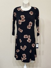 Tommy Hilfiger Women’s Black & Brown Floral Short Sleeve Round Neck Midi Dress 2