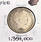 1908 Silver Barber Half Dollar Problem-Free Coin No Reserve!