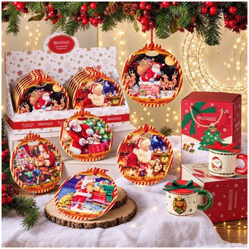 Sottopentola Natale Christmas Ceramica Sughero BRANDANI 20x21cm Decori Assortiti, fotografia 2 di 9