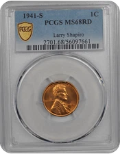 1941-S Lincoln PCGS RD 68