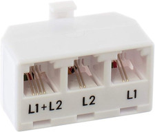 2 Pack White - 2 Line Phone Splitter - 3 Way Telephone Line Splitter - RJ11 S...