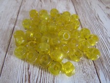 Yellow Translucent Glass Crow Pony Beads Jewelry Craft Bead 100 pcs 9 x 6MM