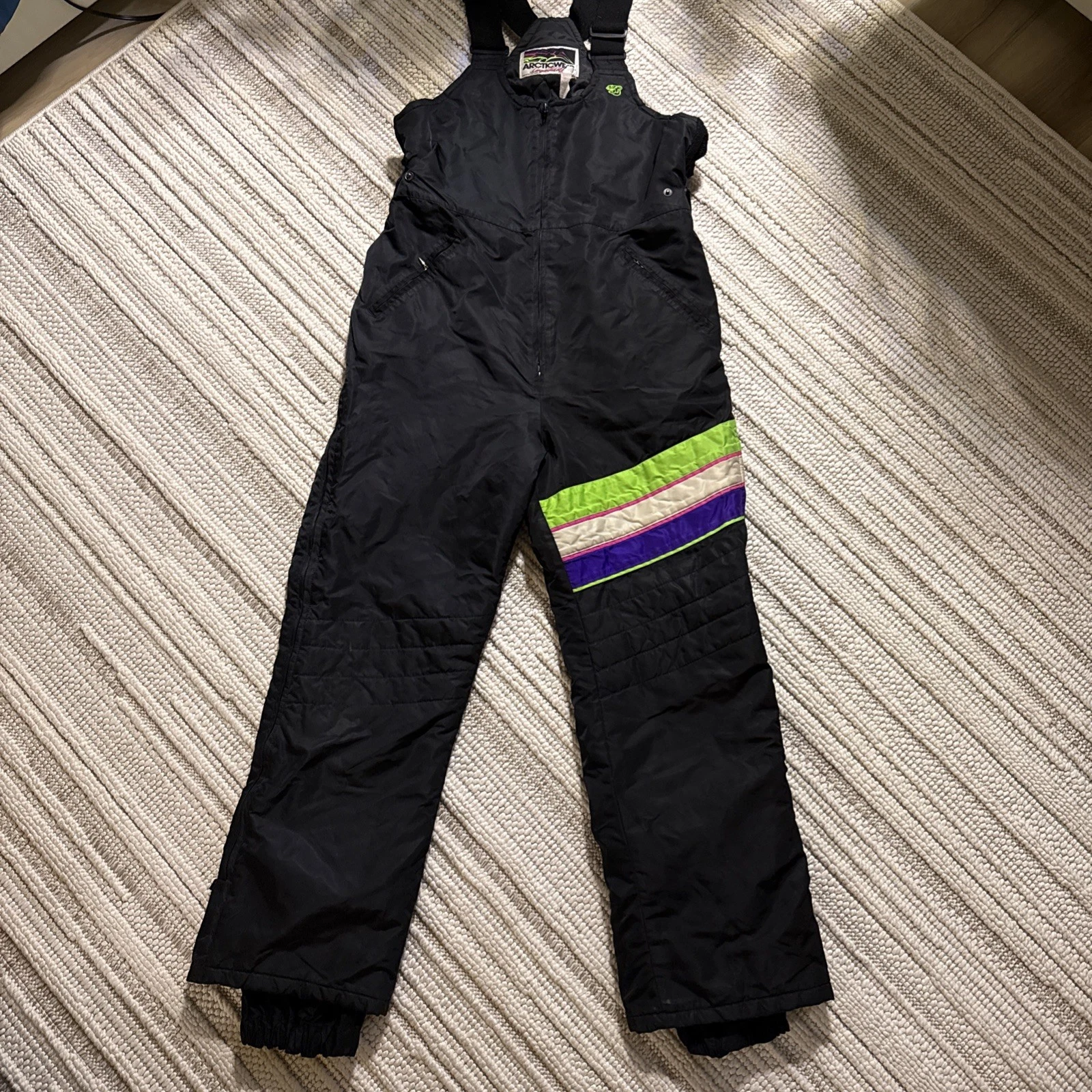 VTG Arctic Cat Arcticwear Men's Black Insulated Snow Bibs - Size Large Tall