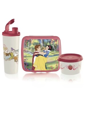 Tupperware 3 Pc Set Snow White and 7 Dwarfs  Lunch Keeper - New in pkg