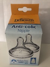 Dr. Brown s Natural Flow Wide-Neck Baby Bottle Silicone Anti-Colic Nipple 2-Pack