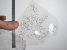 vtg 1960s 70s Tattoo Flash acetate stencil Galloping Pegasus HU1